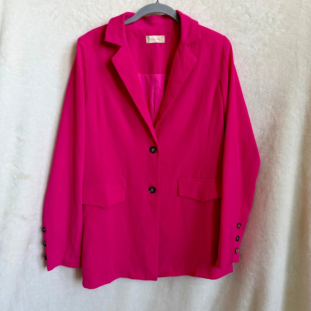Altar'd State Hot Pink Fuchsia Two Button Lined Blazer Jacket Sz Small S‎